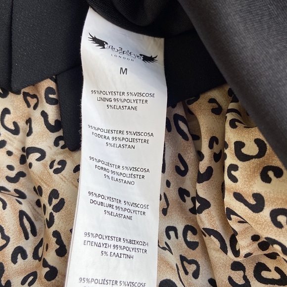 🍀3 for $25🍀Angel Eye London Black and Animal Print Dress with Collar Size M - Picture 10 of 11